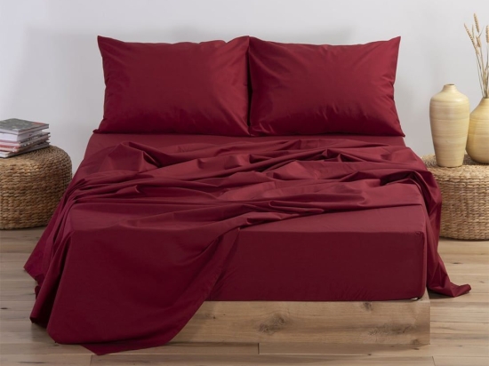Σεντόνι Basic Bordo Nef-Nef Μονό 170x270cm Χωρίς Λάστιχο 100% Βαμβάκι