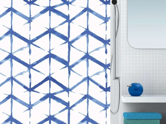 Κουρτίνα Μπάνιου Shibori 02457.001 1.80x2.00 Υφασμάτινη Blue 180Πx200Υ Πολυέστερ
