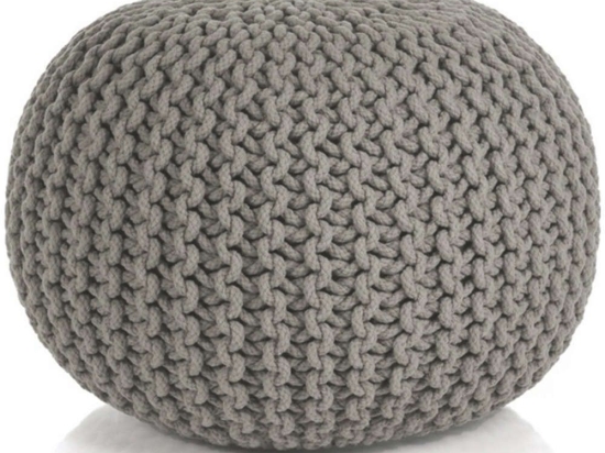 Πουφ Σκαμπό Cotton 05692.015 50x40cm Light Grey Βαμβάκι,Ύφασμα