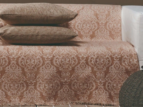 Ριχτάρι Vienna 18 Ecru-SalmonE Pink Kentia Τετραθέσιο 180x340cm Βαμβάκι-Ακρυλικό