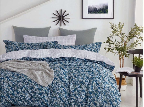 Κουβερλί Σετ 3Τμχ 1329 Blue-Grey Homeline Υπέρδιπλo 225x240cm 100% Βαμβακοσατέν