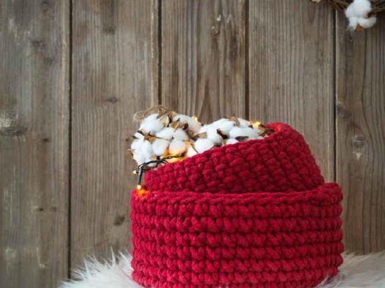 Καλάθι 19x16 - Panier Red Nima Βαμβάκι-Πολυέστερ