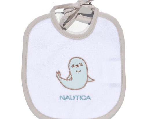 Σαλιάρα Πετσετέ Αδιάβροχη 46-6740-1/943 Beige-Ciel Nautica 19x20cm 100% Βαμβάκι