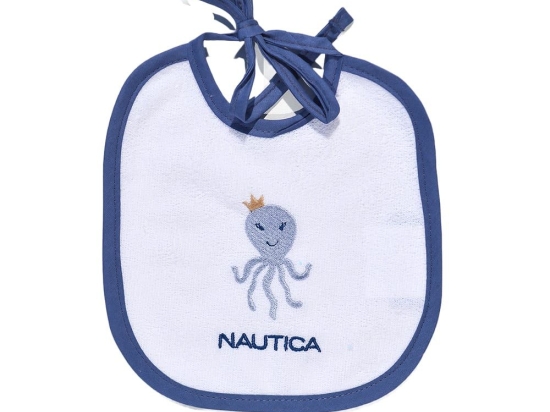 Σαλιάρα Πετσετέ Αδιάβροχη 46-6740-1/941 White-Blue Nautica 19x20cm 100% Βαμβάκι