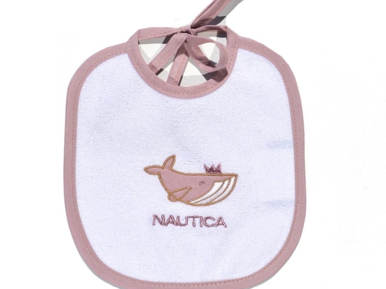 Σαλιάρα Πετσετέ Αδιάβροχη 46-6740-1/942 White-Lila Nautica 19x20cm 100% Βαμβάκι