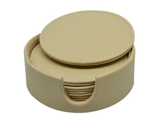 Σουβέρ Με Βάση Σετ 6Τμχ 802814 10cm Beige Ankor Τεχνόδερμα