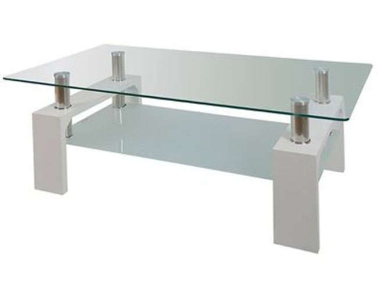 Τραπεζάκι Σαλονιού Cameron ΕΜ950,1 White Μελαμίνη,Γυαλί