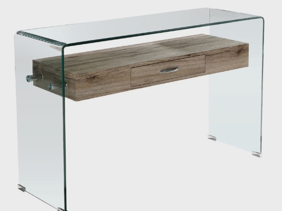 Κονσόλα Glasser Wood EM737 120X40X75 cm Σετ 2τμχ Μελαμίνη,Γυαλί