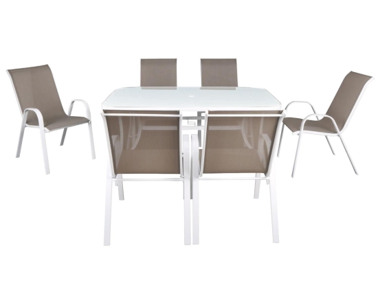 Σετ Τραπεζαρία Rio White-Cappuccino Ε250,2 150X90X71 cm 6 Θέσεων
