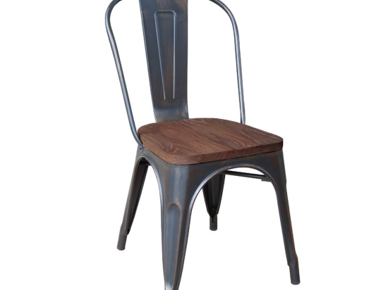 Καρέκλα Relix Wood Antique Black Ε5191W,10 45Χ51Χ85 cm Μέταλλο,Ξύλο