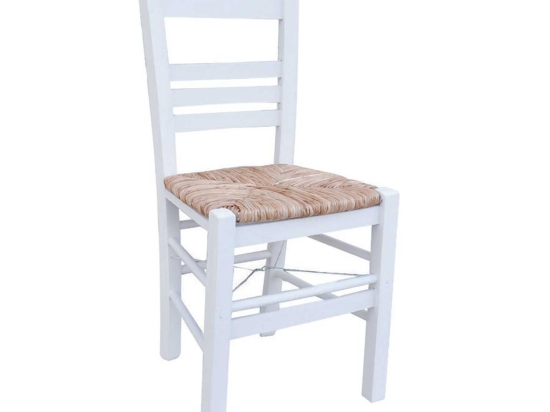 Καρέκλα Καφενείου Σίφνος White P969  Ε8 43Χ40Χ87 cm Ξύλο,Ψάθα