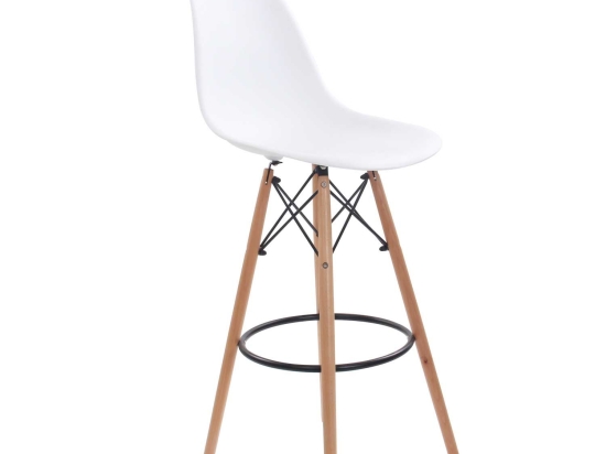 Σκαμπό Μπάρ Art Wood White Ε509,1P 52X46X114 cm Σετ 4τμχ Ξύλο,Πολυπροπυλένιο