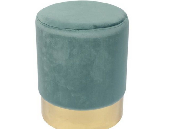 Σκαμπό Sol Ε7030,2 D.37x44cm Gold-Green Velure Μέταλλο,Ύφασμα