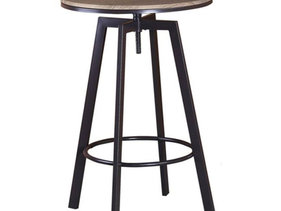 Τραπέζι Bar York ΕΜ9793,1Τ 63x63x94/104 (D.60)cm Dark Brown-Wallnut Σετ 2τμχ Μελαμίνη,Μέταλλο