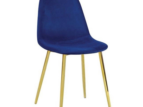 Καρέκλα Celina Velure Blue ΕΜ907,5GV 45x54x85cm Σετ 4τμχ Βελούδο, Μέταλλο