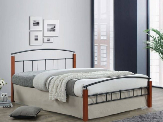 Κρεβάτι Doca Μεταλλικό Black/Walnut Ε8301 165x211x84 Διπλό Μέταλλο,Ξύλο
