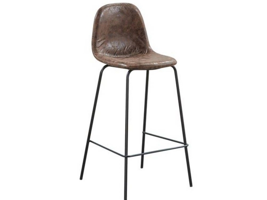 Σκαμπό Μπαρ Celina Black Brown ΕΜ902,9 47x51x97cm Σετ 4τμχ Μέταλλο, Δέρμα