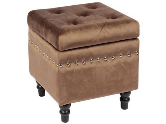 Σκαμπό Αποθ/κό Loko Black/Brown Velure Ε7036,1 37x37x40cm Βελούδο, Ξύλο