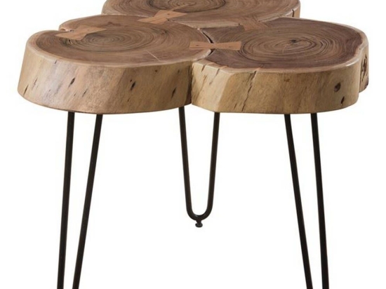 Τραπέζι Σαλονιού Fuego-3 Acacia Natural/Black ΕΑ7057 +/-50x50x42cm Μέταλλο,Ξύλο