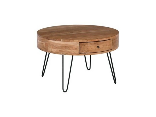 Τραπέζι Σαλονιού Karim Acacia Natural/Black ΕΑ7077 Φ70x42cm Μέταλλο,Ξύλο