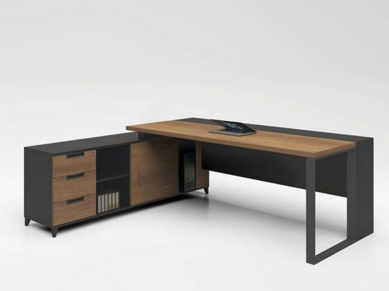 Γραφείο Proline Αναστρέψιμο Dark Wallnut/Black ΕΟ919 160x70/160x40 (H.75)cm