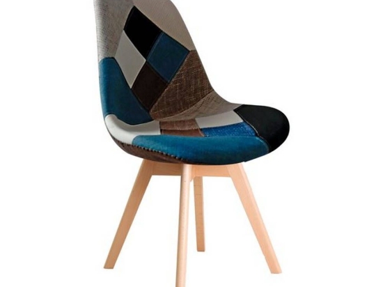 Καρέκλα Martin Patchwork Blue ΕΜ136,83 49x57x82cm Σετ 4τμχ Ξύλο,Ύφασμα