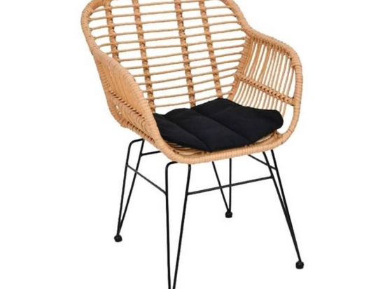 Πολυθρόνα Salsa-W Black/Natural  Ε282,Κ 55x56x82cm Σετ 4τμχ