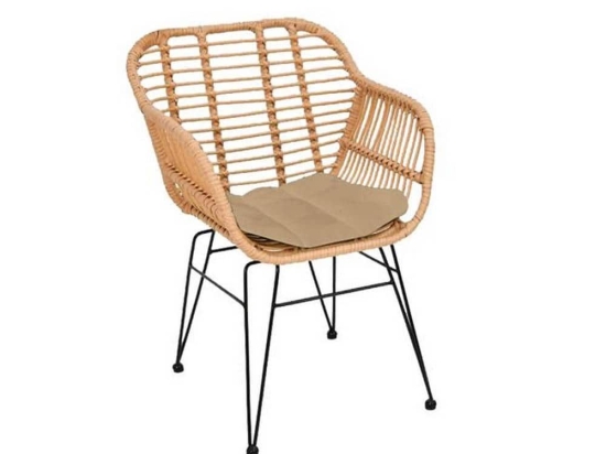 Πολυθρόνα Salsa-W Black/Natural Ε282,Κ2 55x56x82cm Σετ 4τμχ