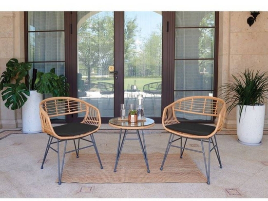 Σαλόνι Σετ Salsa Lounger 3Τμχ Black/Natural Ε274,S D.51x51cm 2 Θέσεων