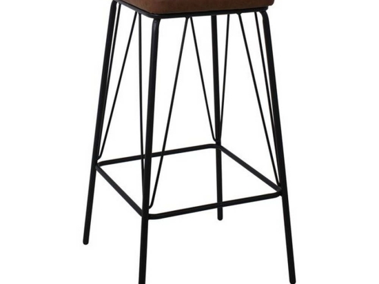 Σκαμπό Μπαρ Panton Vintage Brown ΕΜ779,2 43x43x76cm Σετ 2τμχ Μέταλλο,Τεχνόδερμα