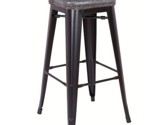 Σκαμπό Μπαρ Relix Black Matte/Dark Grey Ε5190P,12M 43x43x78cm Μέταλλο,Τεχνόδερμα