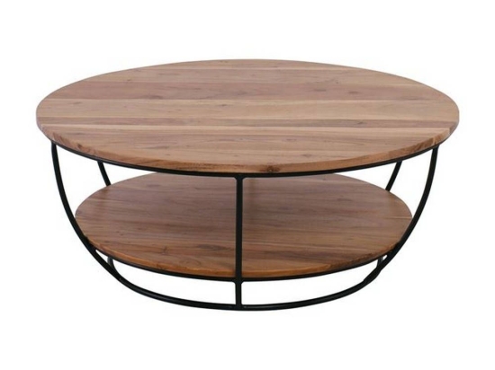 Τραπέζι Σαλονιού Roy Natural/Black ΕΑ7075 D.90cm H.35cm Μέταλλο,Ξύλο