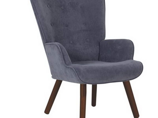 Πολυθρόνα - Μπερζέρα Alma Ε7141,50Κ 69x76x97cm Walnut-Blue Ξύλο,Ύφασμα
