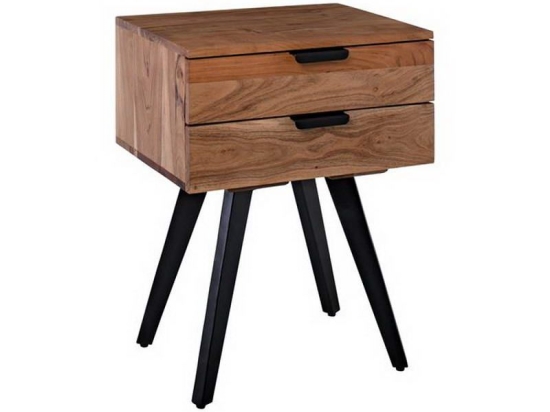 Κομοδίνο Anko ΕΑ7078 47x35x65cm Black Natural Μέταλλο,Ξύλο