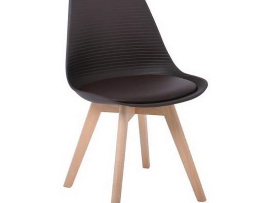 Καρέκλα Martin Stripe ΕΜ136,01S 49x56x82cm Brown Σετ 4τμχ Ξύλο,Πολυπροπυλένιο