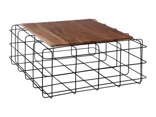 Τραπεζάκι Σαλονιού Sorrel ΕΑ7079 80x80x35cm Black Natural Μέταλλο,Ξύλο