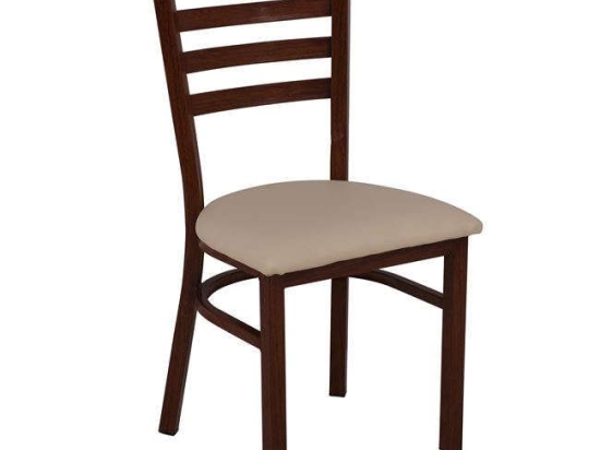 Καρέκλα Ε5163,1 43x46x85cm Beige-Walnut Σετ 4τμχ Μέταλλο,Τεχνόδερμα