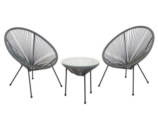 Σαλόνι Σετ 3Τμχ Acapulco Ε245,4S Φ50x50cm Black-Grey 2 Θέσεων
