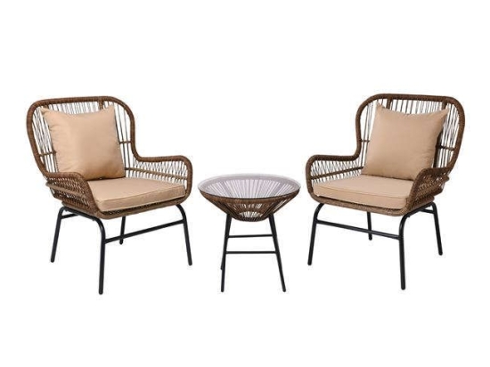 Σαλόνι Σετ 3Τμχ Salsa Max Ε243,S Φ50x49cm Black-Natural 2 Θέσεων