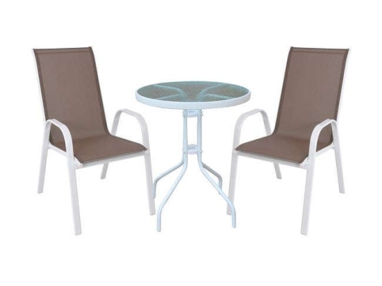 Τραπεζαρία Σετ 3Τμχ Rio Ε270,2S Φ60x70cm White-Cappuccino 2 Θέσεων