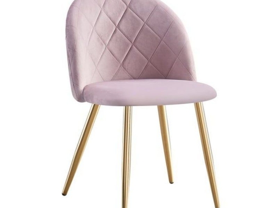 Καρέκλα Bella ΕΜ759,1G 50x56x80cm (Σετ 4τμχ) Gold - Dirty Pink Μέταλλο,Ύφασμα