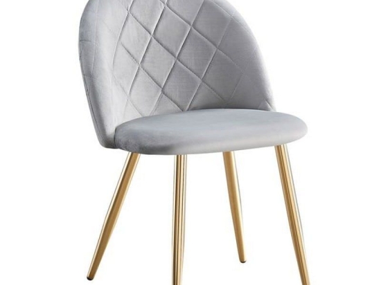 Καρέκλα Bella ΕΜ759,2G 50x56x80cm (Σετ 4τμχ) Gold - Grey Μέταλλο,Ύφασμα