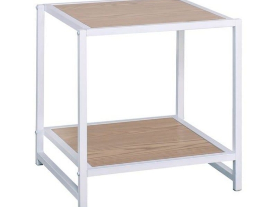 Κομοδίνο Atos Ε8012,2 48x44x50cm White -Natural Mdf,Μέταλλο
