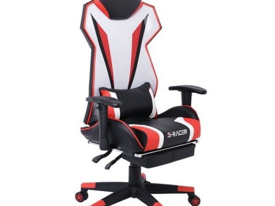 Πολυθρόνα Γραφείου Με Υποπόδιο Gaming Relax BF9550 66x61x120/128cm Black-Red-White
