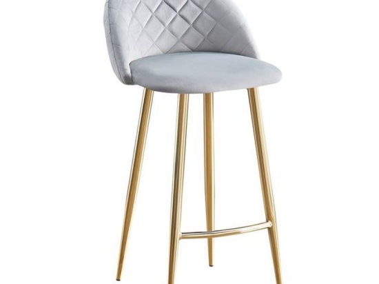 Σκαμπό Bar Bella Με Πλάτη ΕΜ758,2G 48x52x70/94cm (Σετ 4τμχ) Gold - Grey Μέταλλο,Ύφασμα