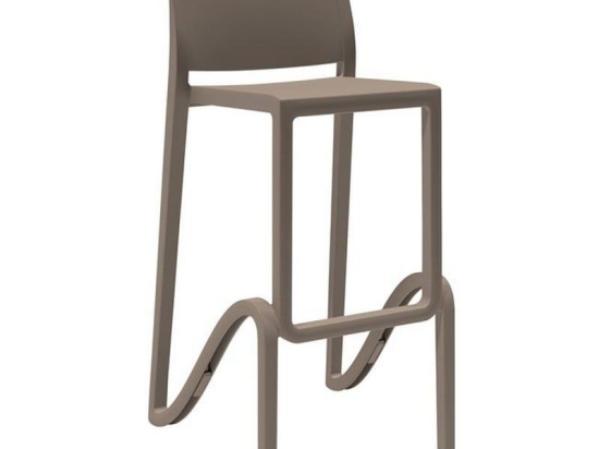 Σκαμπό Bar Με Πλάτη Giano 46x47x75/100cm (Σετ 4τμχ) Tortora Πολυπροπυλένιο
