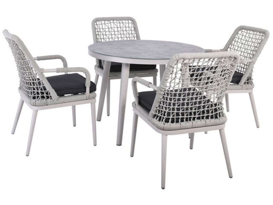 Τραπεζαρία Κήπου Central (Σετ 5Τμχ) Ε6841 Φ100x75cm/61x65x90cm Grey-Anthracite 4 Θέσεων