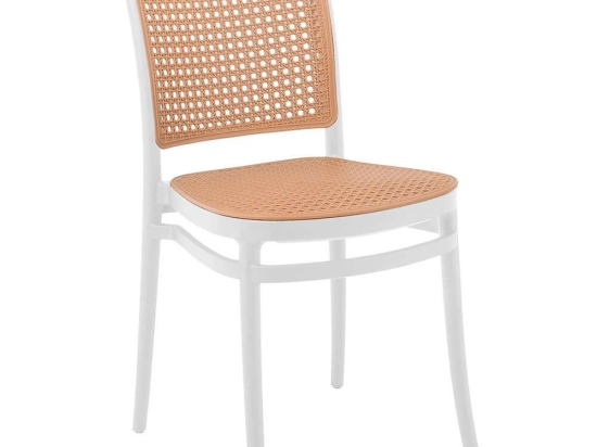 Καρέκλα Florence Ε387,1 41x41x83cm Abs-Rattan White-Beige