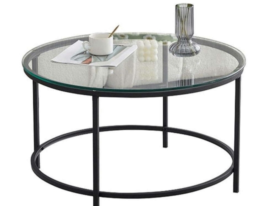 Τραπεζάκι Σαλονιού Dorset ΕΜ562 Φ70x40cm Black-Clear