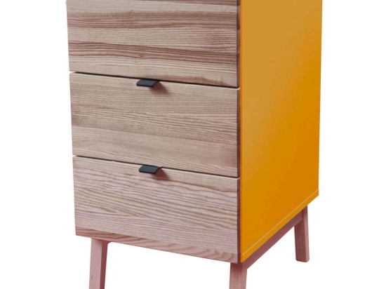 Συρταριέρα Γραφείου Luka 3 LUKAWTDNAT5 41x50x75cm Natural-Yellow